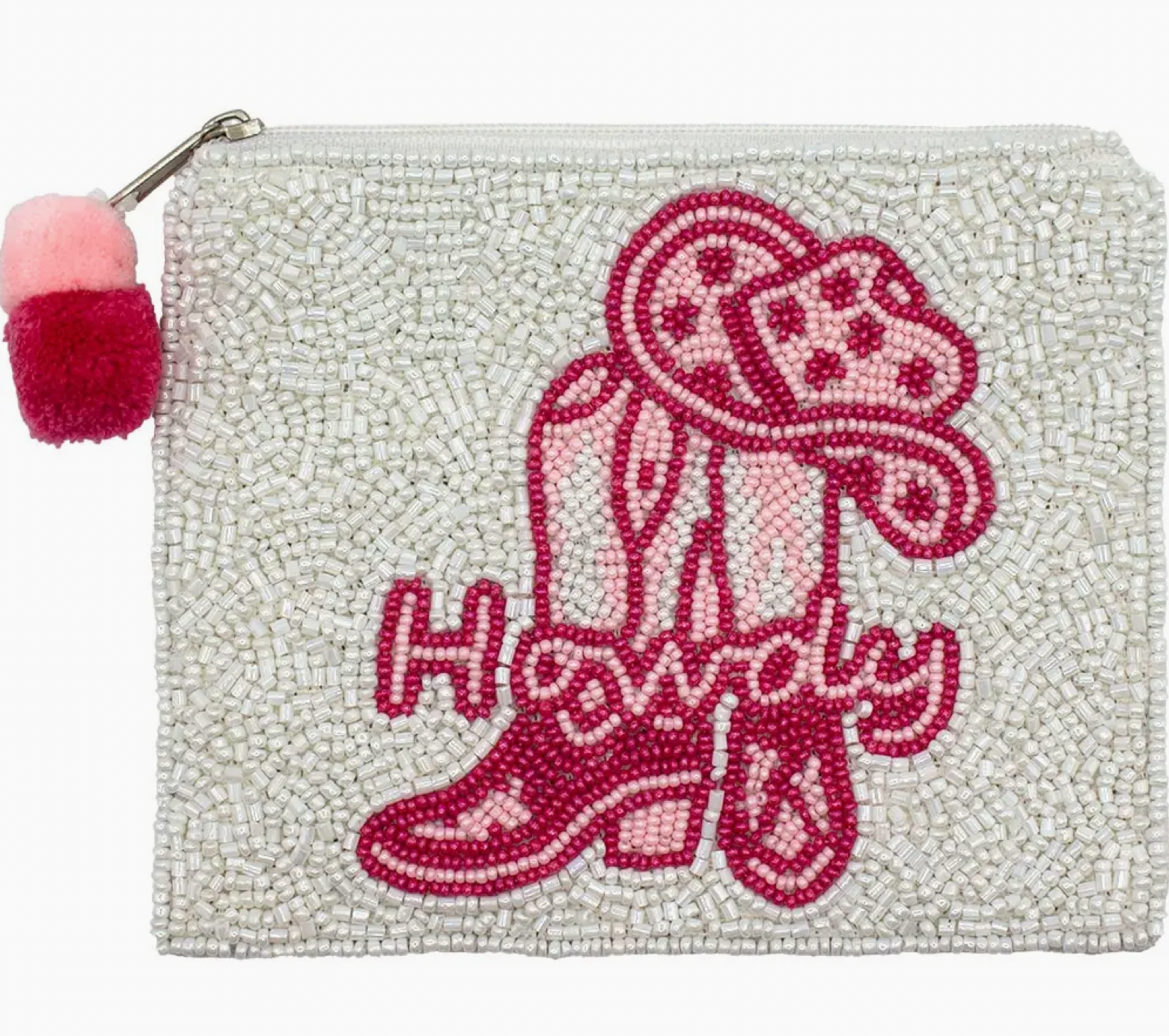 Pink Howdy Beaded Coin Pouch