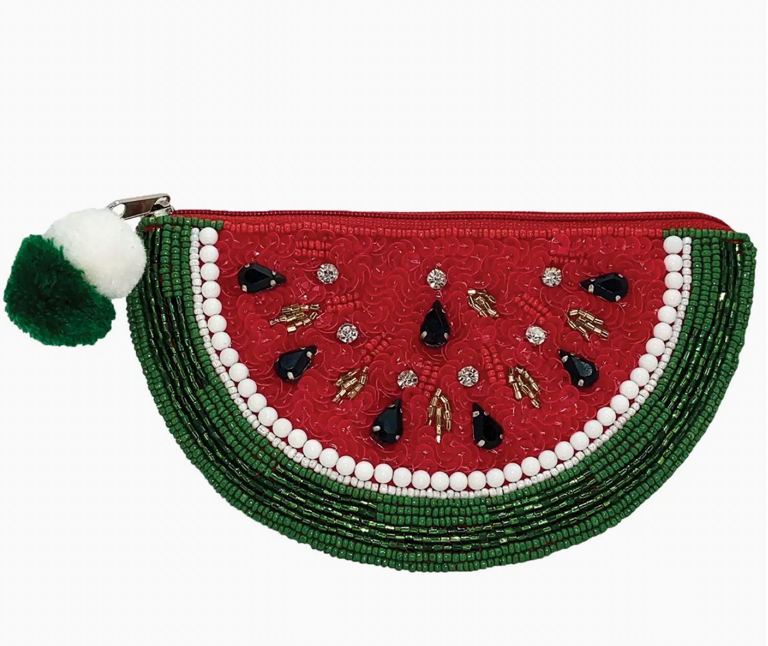 Watermelon Beaded Coin Pouch