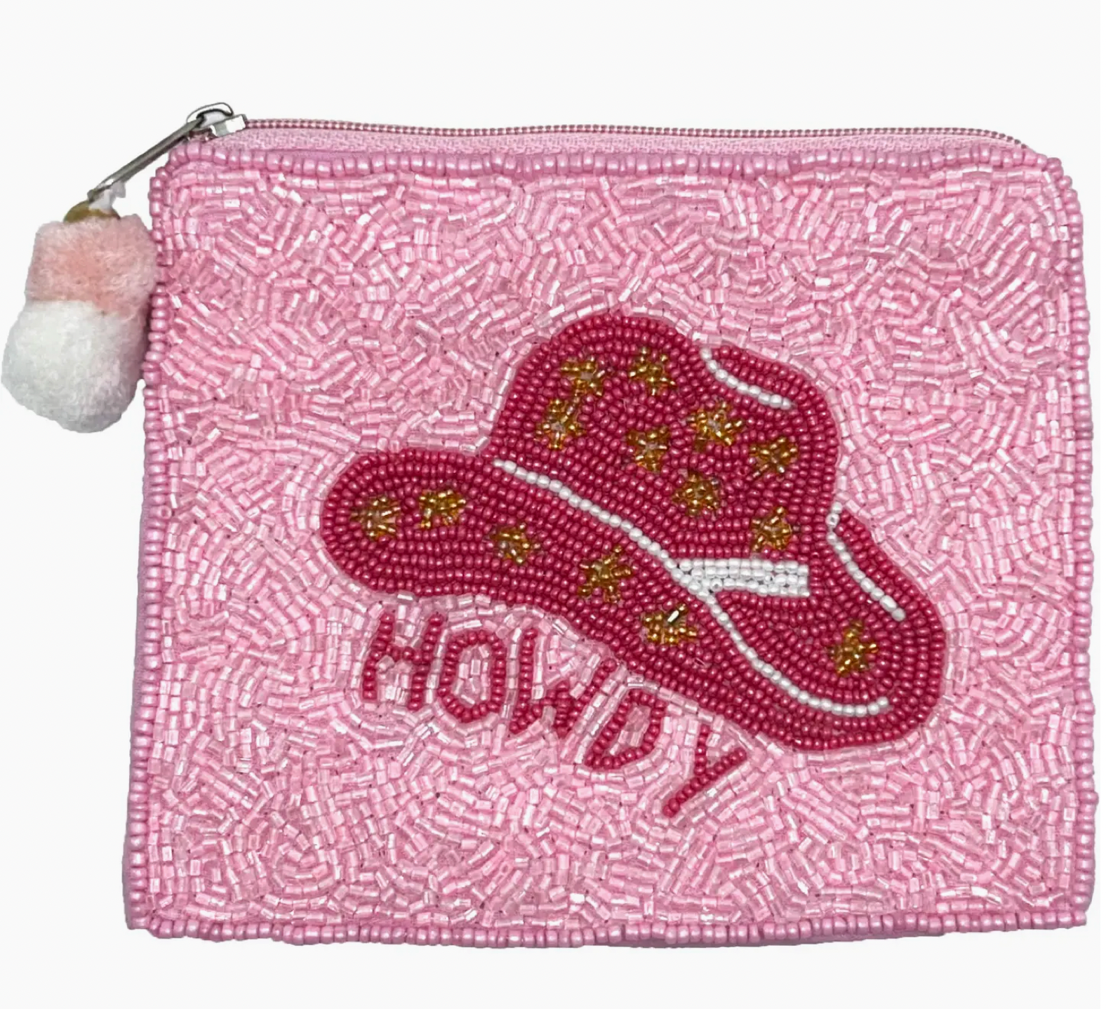 Pink Howdy Beaded Coin Pouch
