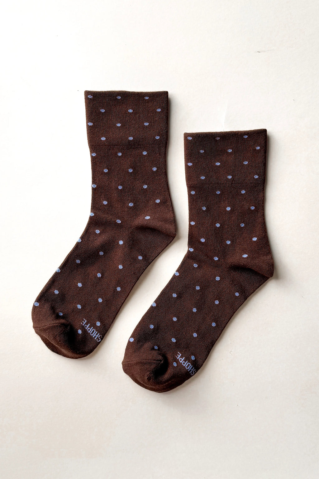 Patterned Sneaker Socks - Polka Dot Cacao & Blue