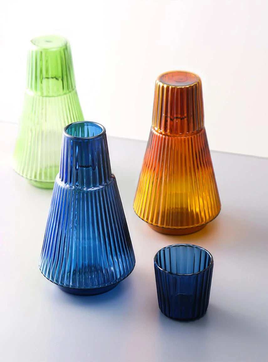 Geometry Classic Striped Carafe with Tumbler - Amber