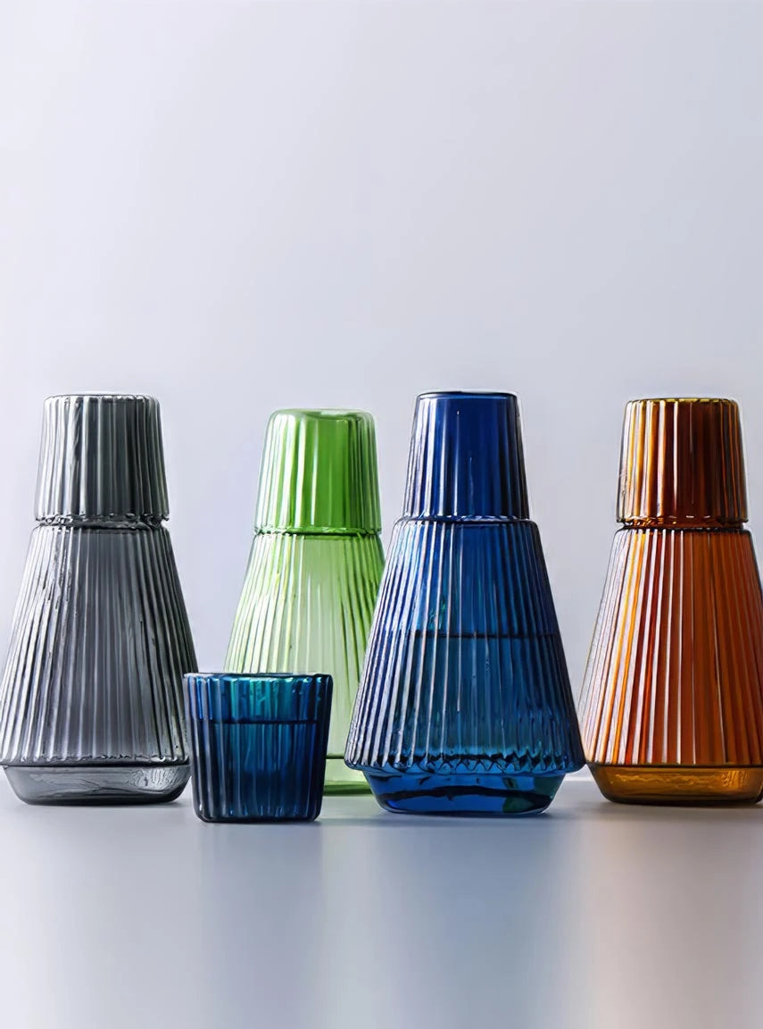 Geometry Classic Striped Carafe with Tumbler - Amber