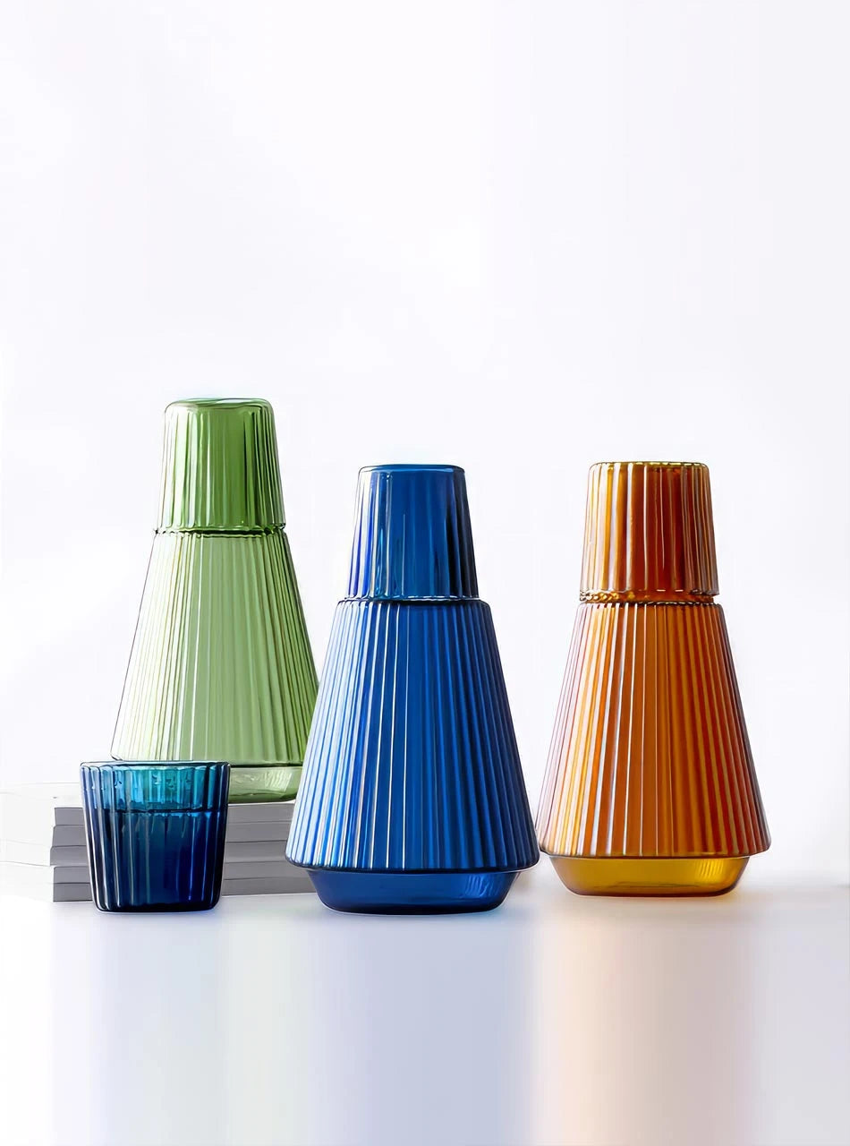 Geometry Classic Striped Carafe with Tumbler - Amber