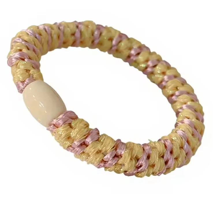 Woven Hair Ties - Yellow Pink