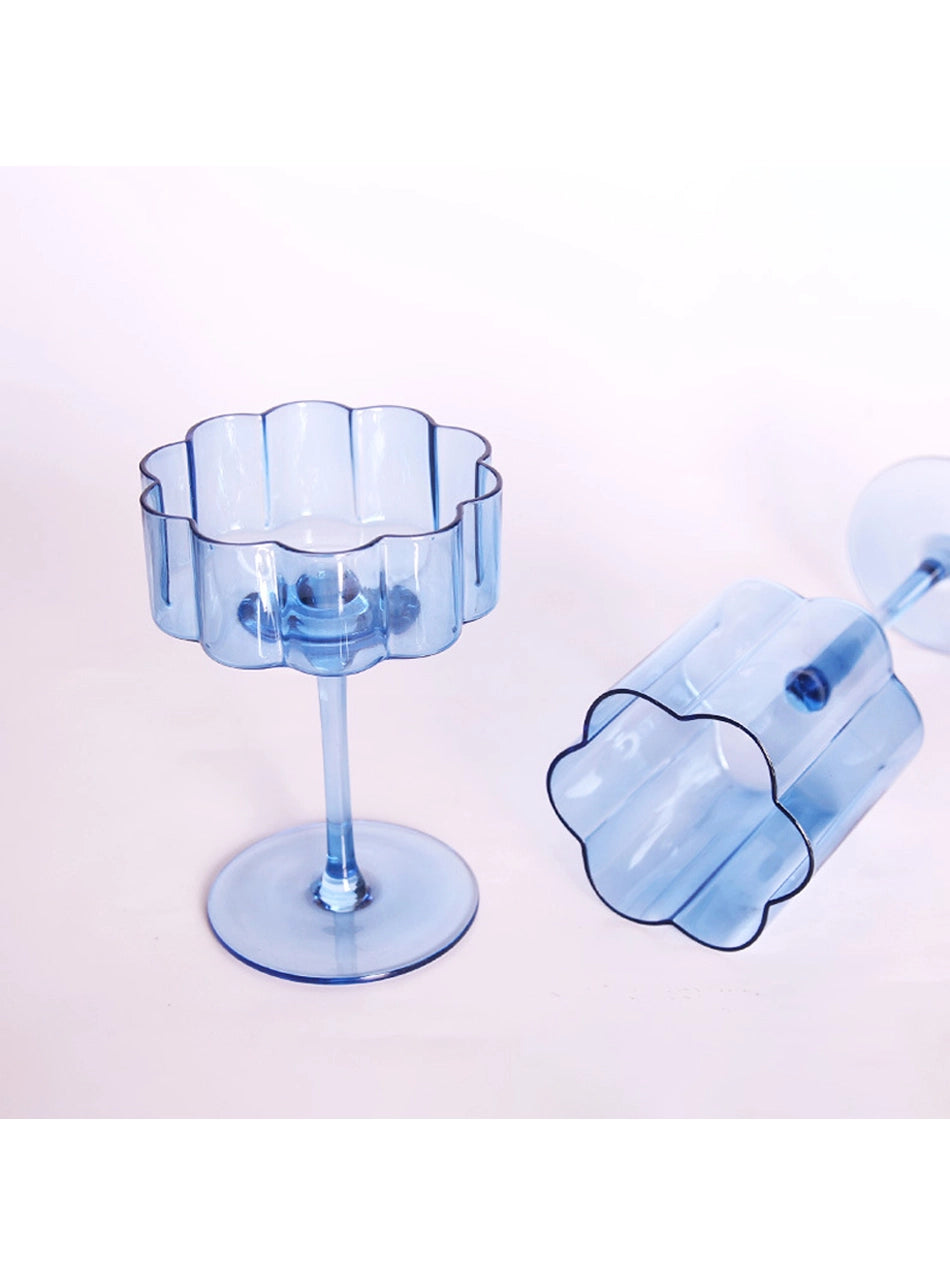 Flower Crystal Cocktail Glass - Blue