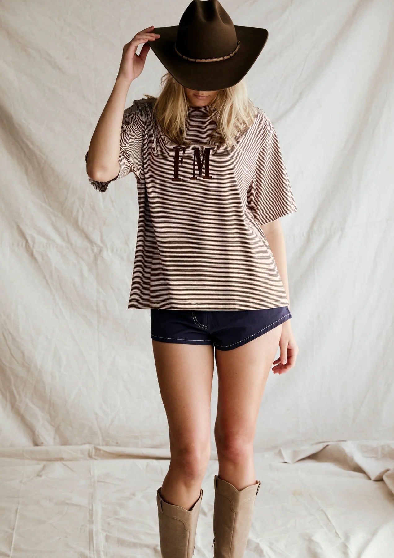 Stripe Tee - Choc/Cream