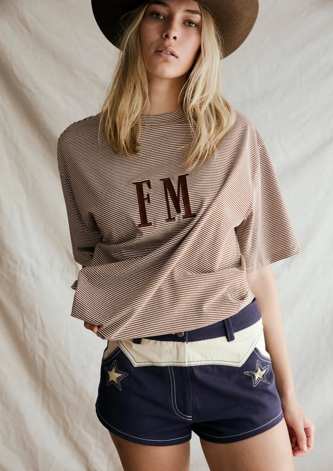 Stripe Tee - Choc/Cream