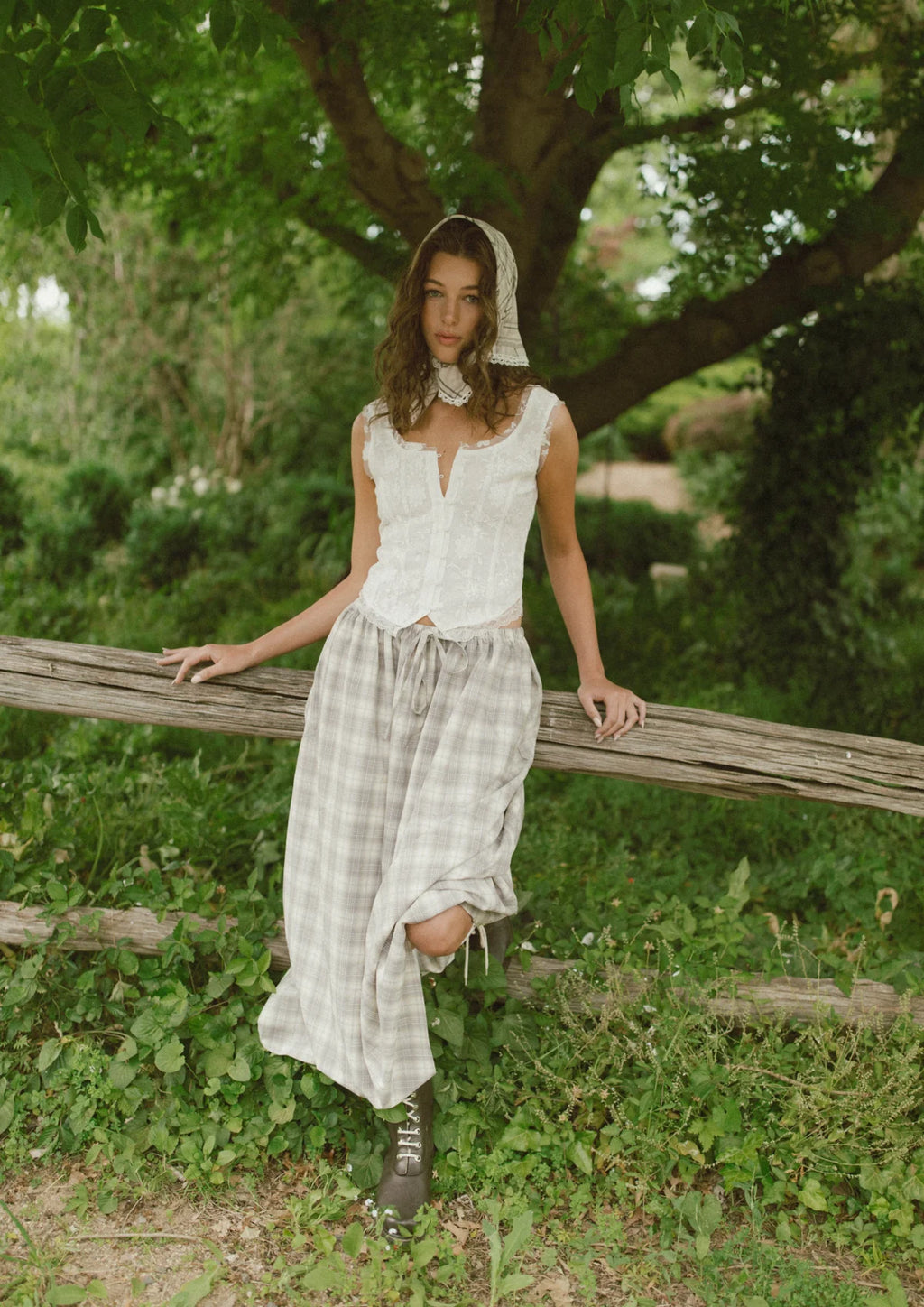 'PASTURE PLAID' BANDANA SCARF