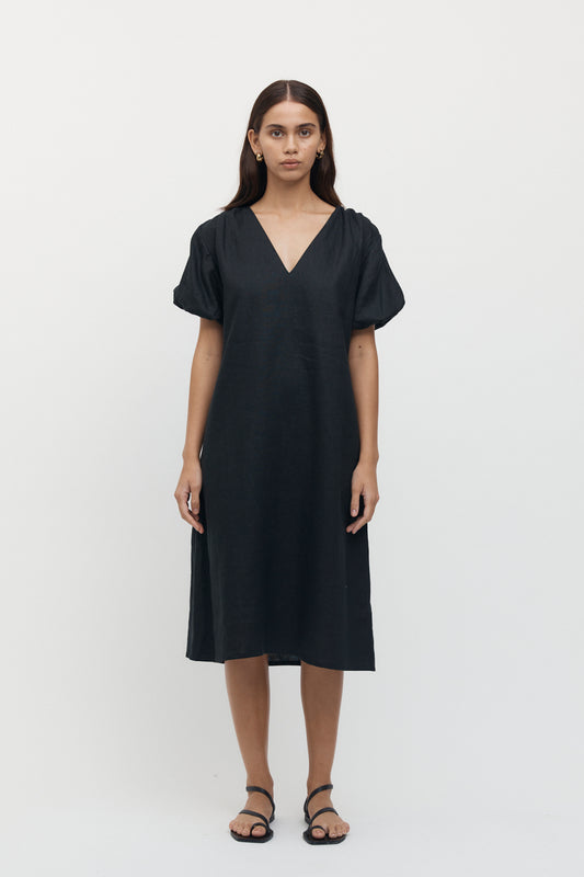 Giverny Puff Sleeve Linen Dress