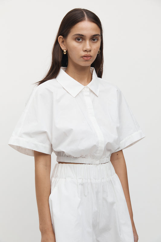 Gabelli Cropped Cotton Shirt - White