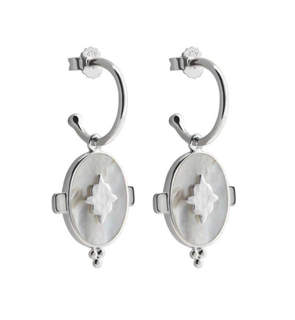 Oval Mother of Pearl Earrings in Sterling Silver