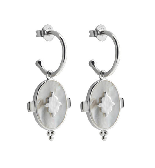 Oval Mother of Pearl Earrings in Sterling Silver