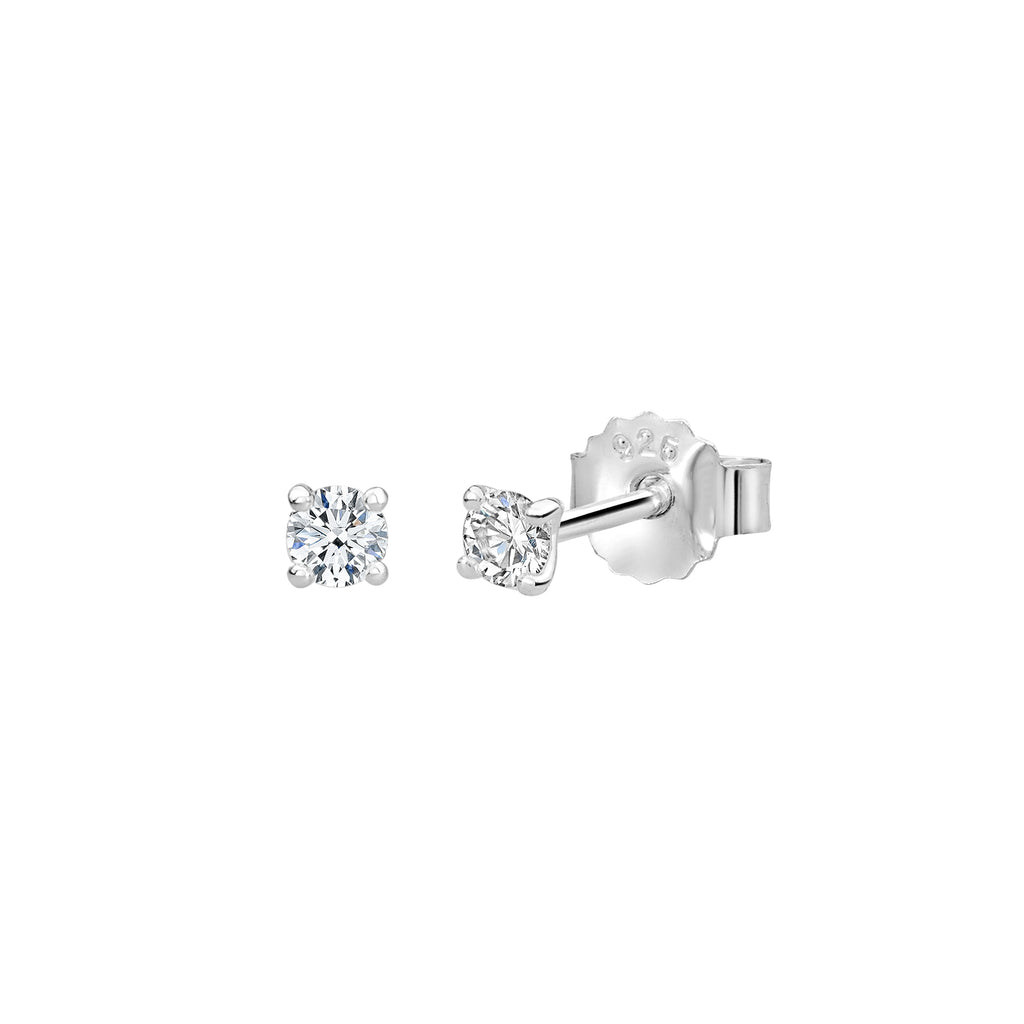 3mm Studs - White Topaz in Sterling Silver