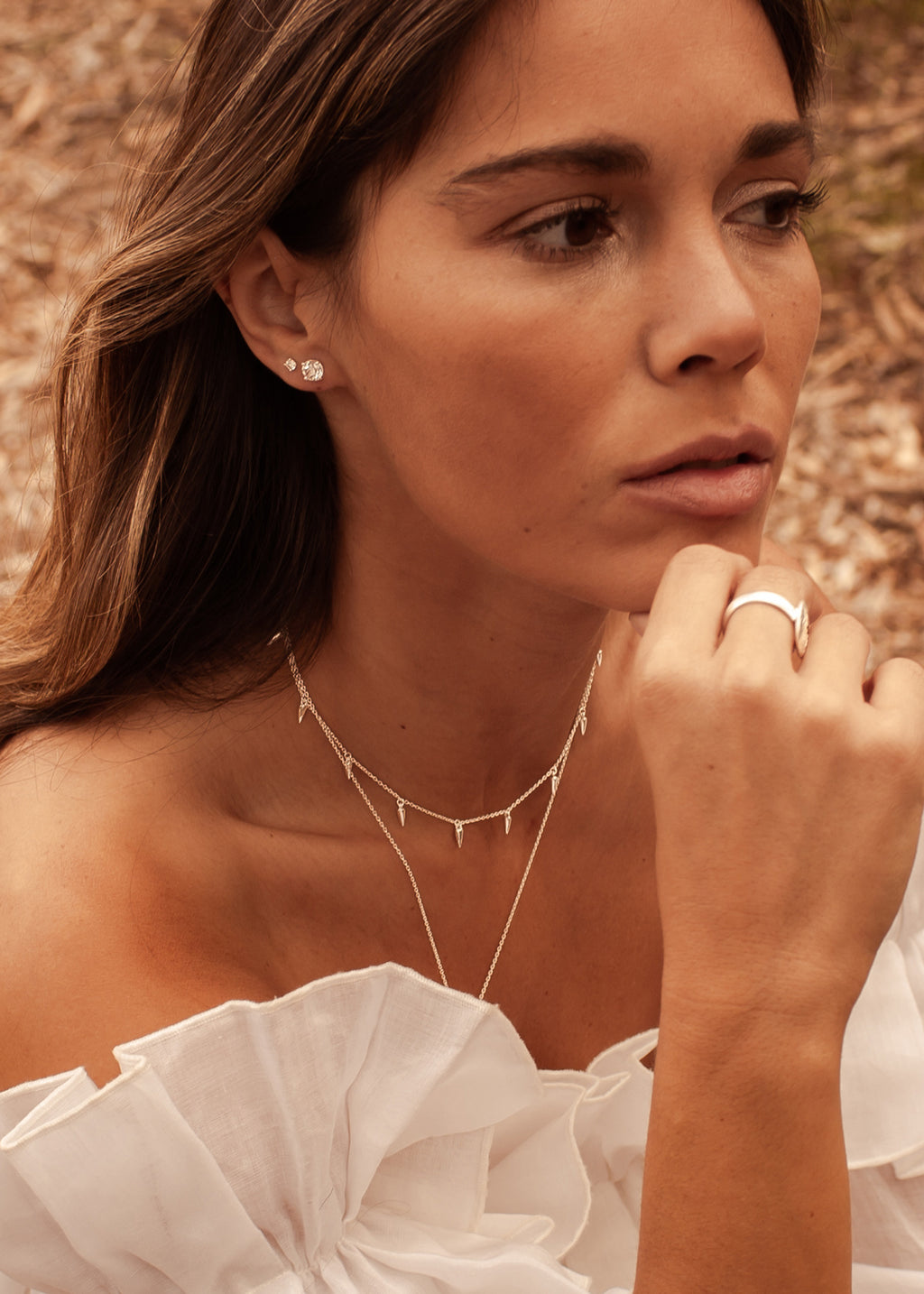 3mm Studs - White Topaz in Sterling Silver