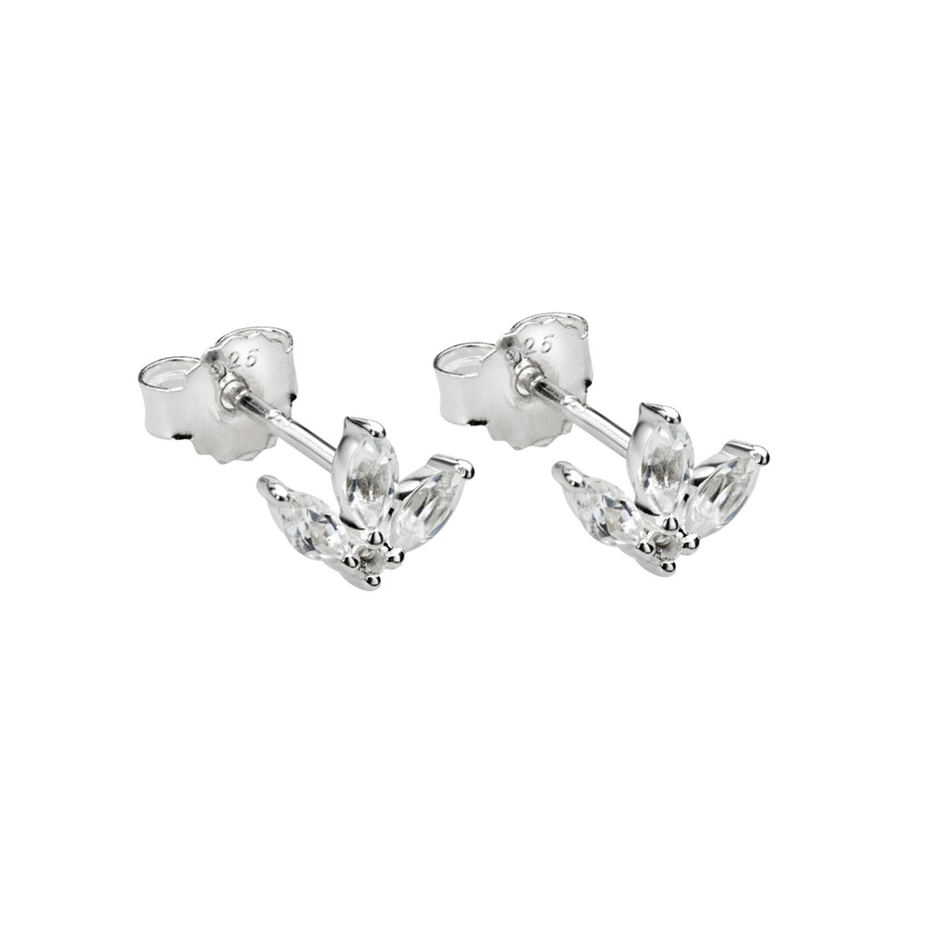 Lotus Studs - White Topaz in Sterling Silver